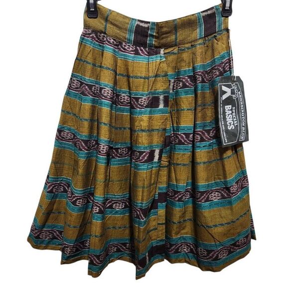 Vintage Kennsington Blue Special Basics mixed print striped pleated skirt size 0 - Picture 2 of 8